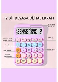 Resim Pinterest Renkli Hesap Makinesi 12 Haneli Yuvarlak Tuşlu Şirin Hesap Makinesi - 4 Fonksiyonlu Çok Renkli 