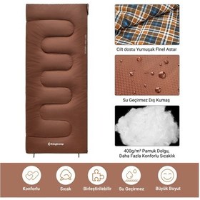 Resim Kingcamp Snowflake 400 Ultra -15 C Uyku Tulumu Coffee Sağ F. Kahve 