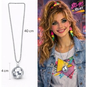 Resim İlanib Ticaret Retro Disko Topu Şekilli 8039LER 9039LAR Gümüş Renk Plastik Kolye 