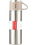 Resim Xiyyadms 500ml 304 Çelik Termos Bardak, 12 Saat Isı Saklama, Sızıntı Engeli, Ev/ofis/doğa Kullanıma Uygun, Kapak Bardak Olarak Kullanılabilir, Gümüş Renk Siyah 