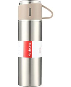 Resim Xiyyadms 500ml 304 Çelik Termos Bardak, 12 Saat Isı Saklama, Sızıntı Engeli, Ev/ofis/doğa Kullanıma Uygun, Kapak Bardak Olarak Kullanılabilir, Gümüş Renk Siyah 