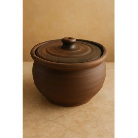 Resim 3500ML Orta Boy Kapaklı Güveç Tenceresi Kahverengi 