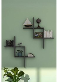 Resim Zagy 2li Antrasit Dekoratif Duvar Rafı - Duvara Monte Kitaplık 