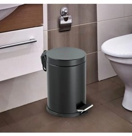 Resim Pratik Pedallı Siyah Paslanmaz Çöp Kovası 5 Litre, Banyo, Mutfak, Balkon 