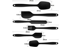 Resim Feyza Design 8 Parça Siyah Silikon Mutfak Seti, Dayanıklı ve Yapışmaz 