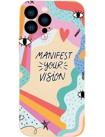 Resim mooodcase Iphone 13 Pro Uyumlu Manifest Your Vision Desenli Kamera Lens Korumalı Darbe Emici Silikonlu Lansman 