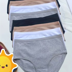 Resim 8 Parça Yüksek Bel Rahat ve Nefes Alabilir Kadın İç Çamaşırı, Kabartmalı Konforlu Külot 