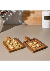 Resim Excellentt Houseware 2'li Akasya Sunum Tahtası - Kahverengi - 25x13 Cm Çok Renkli 