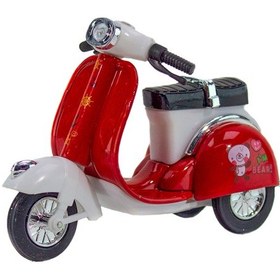 Resim Oyuncak Scooter Motosiklet Metal Çek Bırak Kırmızı 12 Cm 