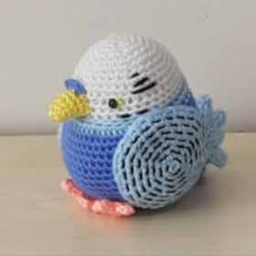 Resim Nildamigurumi Amigurumi Örgü Oyuncak Kuş Muhabbet Kuşu Tombul (Mavi) 