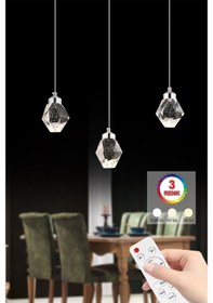 Resim İstanbul Avize Kabarcıklı Yemek Masası Liya 3'lü Gümüş Kumandalı 