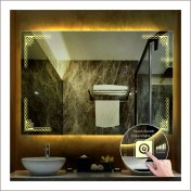 Resim Dnr-Mirror75x105 Cm Günışığı Ledli Tasarım Kumlamalı Dokunmatik Tuşlu Banyo Aynası Makyaj Aynası Işıklı Ayna 