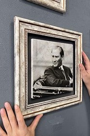 Resim Oscar Stone Decor Çerçeveli Tablo Taş Duvar Dekoru 30 X 30 Cm Atatürk Arabada 