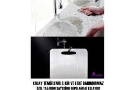 Resim Feyza Design Paslanmaz Çelik Kesme ve Doğrama Tahtası, Ayaklı, Antibakteriyel, 304 Kalite 
