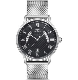 Resim Ferro F11050c-1117-a2 Quartz Hasır Gri Siyah 44 Mm Erkek Kol Saati Gri 