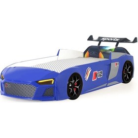 Resim Mavi Arabalı Yatak V12 Audi Işıklı Full Plastik 