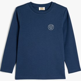 Resim Erkek Çocuk Oversize Tişört Uzun Kollu Bisiklet Yaka Tenis Baskılı Pamuklu 