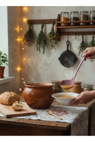 Resim Mutser Modern Pembe kepçe Çizmez ergonomik ve bulaşık makinesinde yıkanabilir Şık sofra ve mutfaklar için 