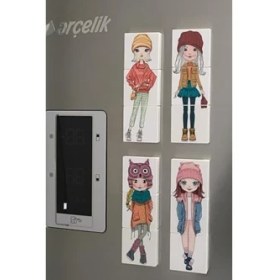 Resim Güzel Hediyem Manyetik Blok 3 Parçalı Yapboz Çift Taraflı - Şapkalı Kızlar Puzzle - 6 Şapkalı Kız Görseli 