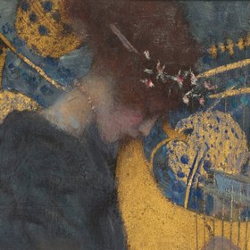 Resim Gustav Klimt Music 3D Print: Textured Oil Painting Reproduction - 55"x69" in / 140x176 cm / Vintage Gold Frame 