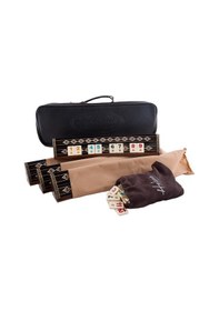 Resim Helena Wood Art Mozaikli Oval Masif Okey Takımı Koyu 