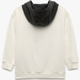 Resim Erkek Bebek Pamuklu Şardonlu Uzun Kollu Baskılı Kapşonlu Sweatshirt 