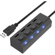 Resim Bisıfır 4 USB Port Çoklayıcı Anahtarlı Işıklı Çoğaltıcı Switch 