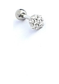 Resim Pırlanta Parlaklığında Zirkon Taşlı 925ayar Gümüş Tragus Helix Kikirdak Piercing Gümüş 