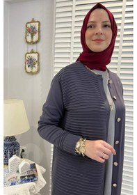 Resim Rabia Şamlı Manolya Antrasit Triko Hırka Çok Renkli 
