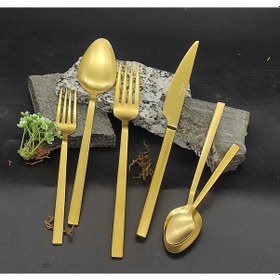 Resim Berlin Mat Gold 36 Prç Çatal Kaşık Bıçak Seti Gold 