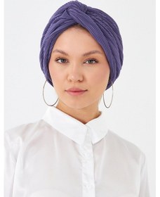 Resim Hürrem Bone Mor Çapraz Büzgülü Tesettür Bone Fukuro Piliseli 2512 22 Mor 