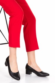 Resim Mitto Kadın Siyah Cilt Kısa Topuklu Stiletto 