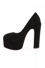 Resim Dgn Kadın Yüksek Platform Topuklu Ayakkabı Hakiki Deri Siyah Süet 452112353 
