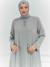 Resim Umrelik Sade Büyük Beden Ferace Gri | 2041024 - 52 / Gri 
