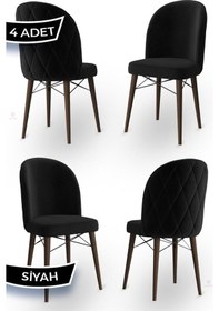 Resim Canisa Bika Serisi 4 Adet Siyah Mutfak Sandalyesi Ceviz Gürgen Ayaklı 1. Sınıf Babyface Kumaş Sandalye Siyah Ayakları Ceviz 