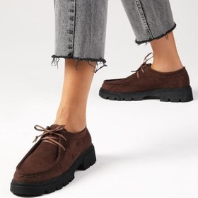 Resim Mio Gusto Hope Kahverengi Kalın Tabanlı Kadın Loafer Ayakkabı 