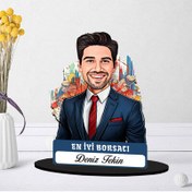 Resim Kişiye Özel Erkek Borsacıya Hediye Karikatürlü Biblo 