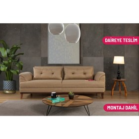 Resim Madera Üçlü Yataklı Kanepe Hardal Kazayağı 