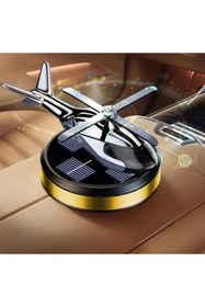 Resim BBS Güneş Enerjili Dönen Helikopter Araba Dekoru – Lüks Metal Gövde, Güneşle Otomatik Dönüş ALTIN İ 