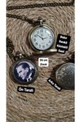 Resim Brality Lüks Köstekli Saat ( Atatürk Resimli ) ( Eskitme Bakır Renk) ( 36 Cm Zincirli) - 0053 