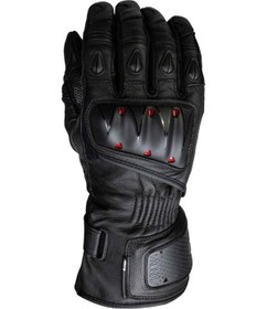 Resim Knox Oulton Mk2 Korumalı Deri Motosikleçi Eldiveni Siyah Kırmızı 