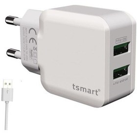 Resim Tsmart Micro Usb Şarj Kablolu 2 Usb Seyahat Şarj Seti 2.4A 