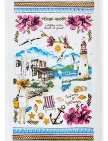 Resim 2li Paket Baskılı Beyaz Mutfak Havlusu Modeli Sunset 