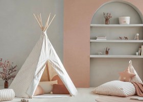 Resim Lüks Beşgen Oyun Çadırı Çizgili 