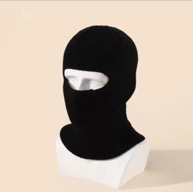 Resim Kışlık Kar Maske Dokuma Triko Bere - Siyah 