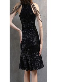 Resim Hanife Glam Couture Hanife Glam Boncuk Detaylı Pulpayet Abiye Elbise Siyah 