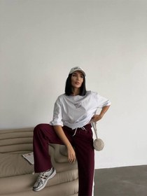 Resim Rawea Oversize Unisex Eşofman Takımı - Dijital Baskılı, Pamuklu & Rahat Bordo 
