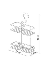 Resim Tekno Tel Bk-067 Asmalı 2 Katlı Düz Banyo Duş Rafı Siyah 