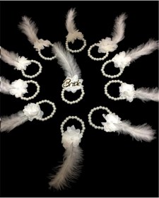 Resim Massaltay 10’lu Beyaz Nedime Bilekliği Seti – Kına ve Bekarlığa Veda Partileri İçin 