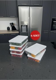 Resim Okyanus Home Buzdolabı Ve Dondurucuya Uygun Saklama Kabı Bej 6 Adet 1200ml Şeffaf 